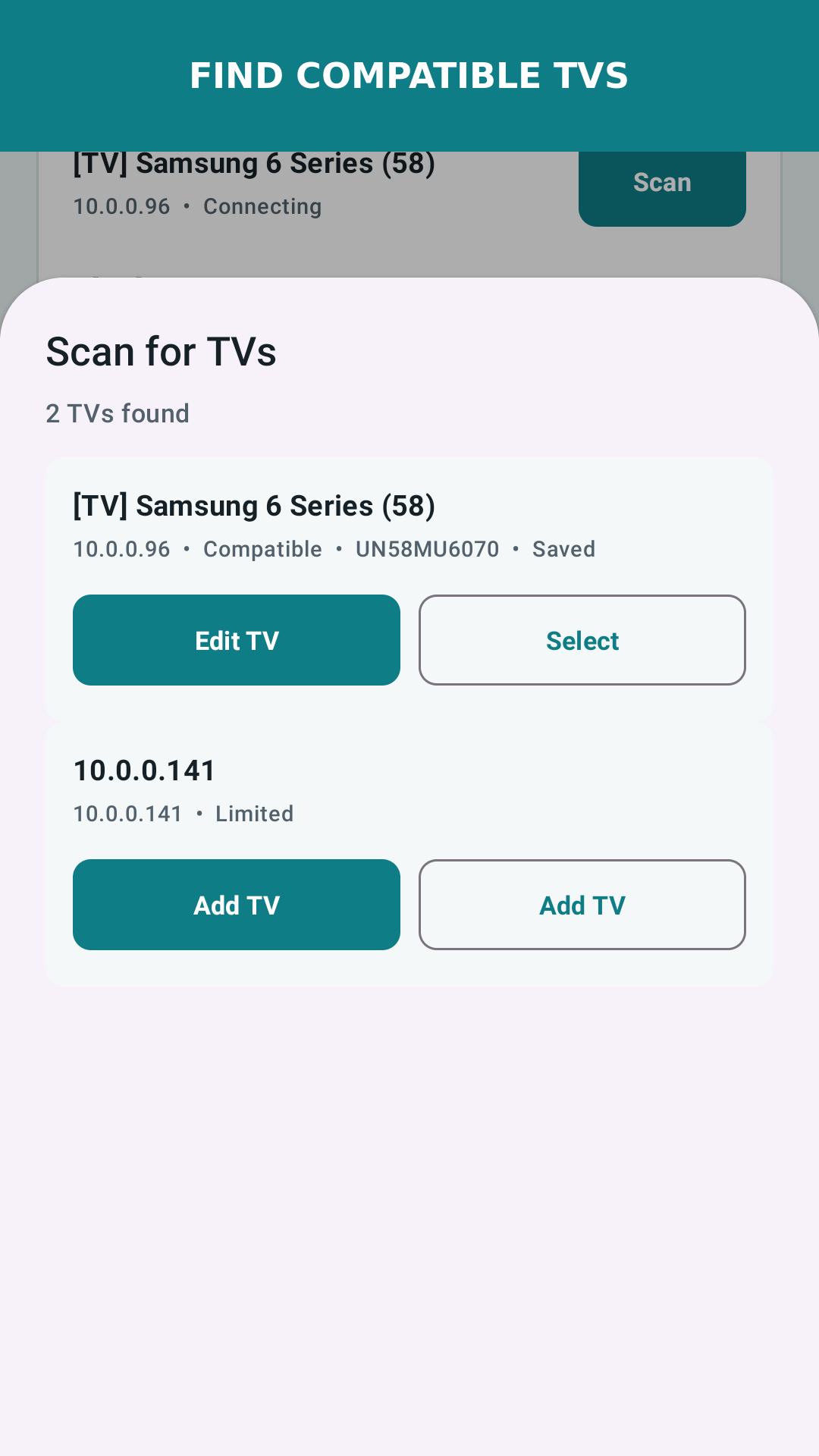 Maxxed Remote compatible TV discovery
